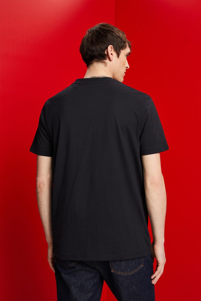 T-shirt met V-hals, pimakatoen, BLACK, detail image number 3