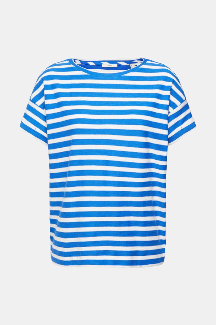 T-shirt met strepen, BRIGHT BLUE, overview
