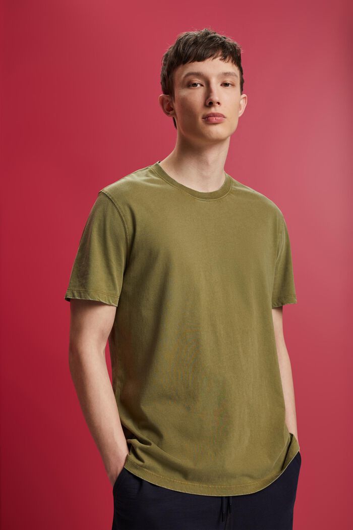 Garment-dyed jersey T-shirt, 100% katoen, OLIVE, detail image number 0