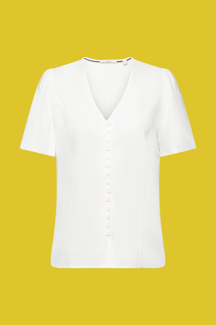 Getailleerde blouse met knopen, OFF WHITE, detail image number 6