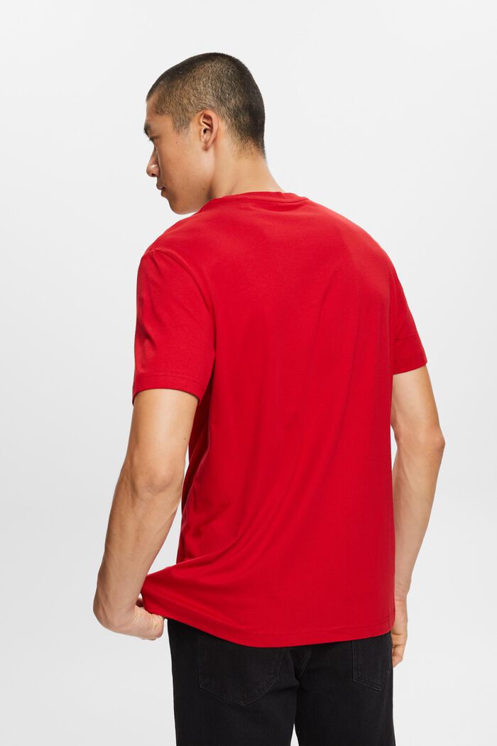 T-shirt van pima katoen-jersey met ronde hals, DARK RED, detail image number 3