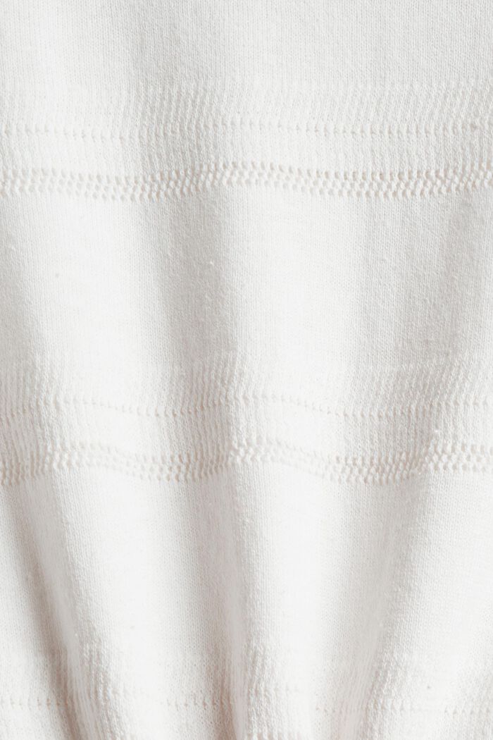 Met linnen: shirt met ajourpatroon, OFF WHITE, detail image number 4