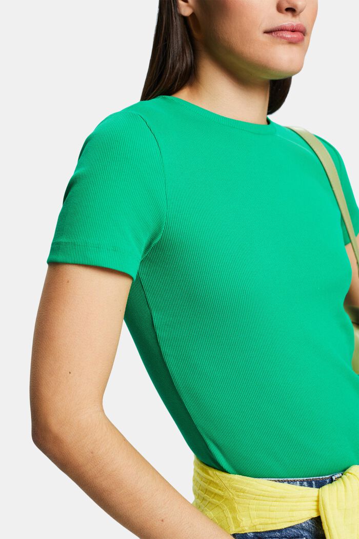 T-shirt van katoen-jersey met ronde hals, GREEN, detail image number 3