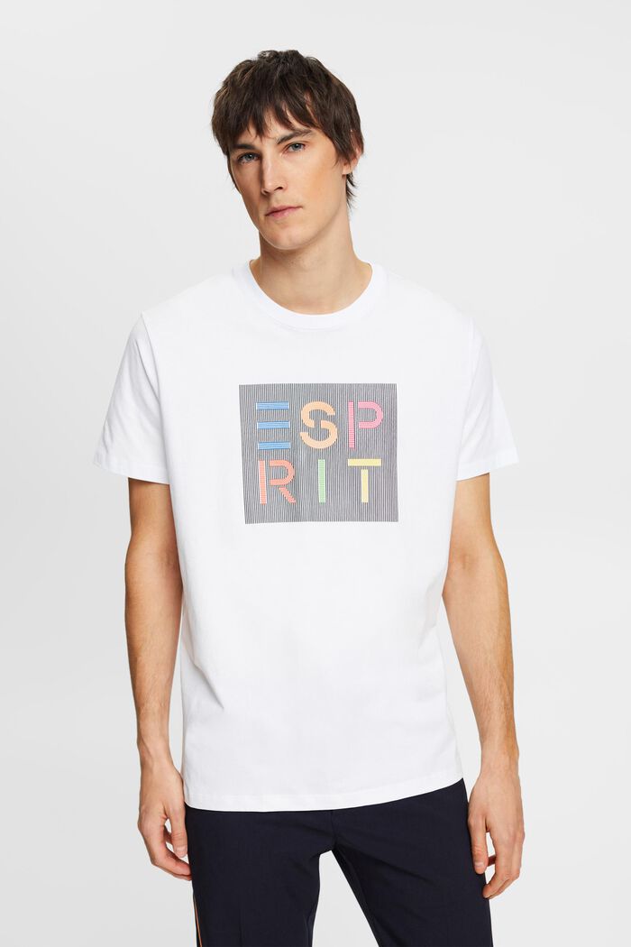 T-shirt met opgestikt logo, organic cotton, WHITE, detail image number 0