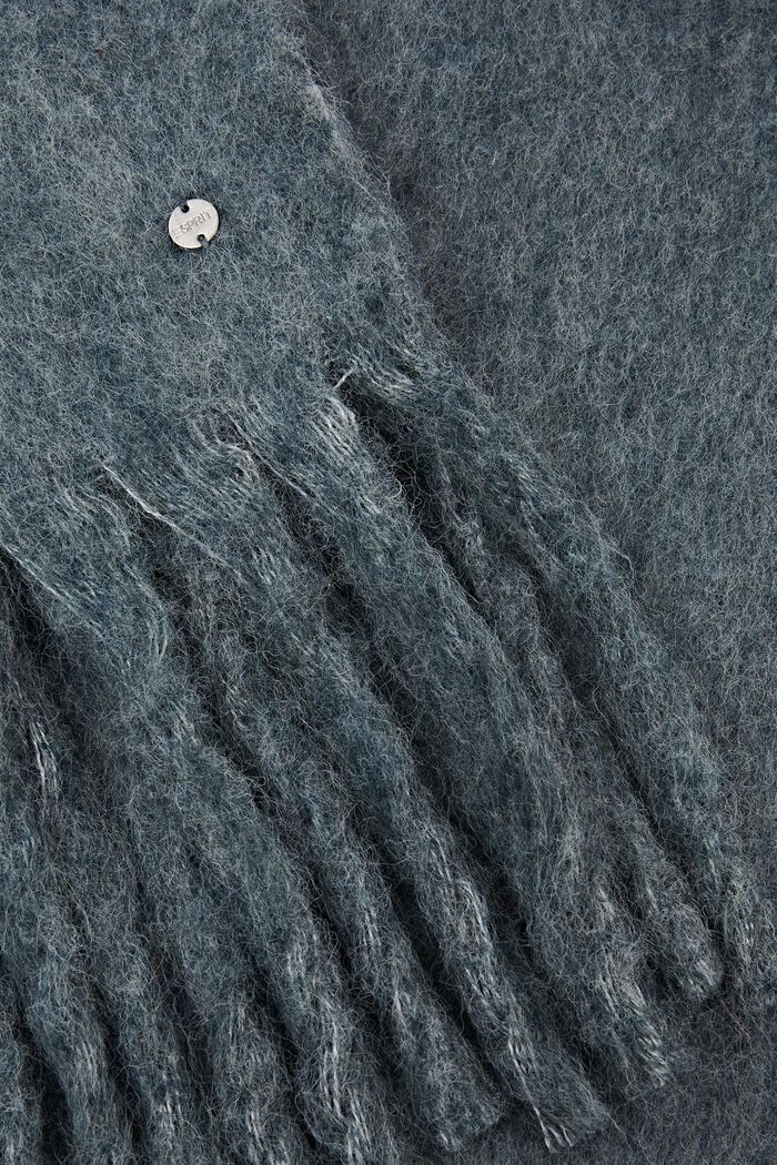 Gebreide sjaal met franjes, PETROL BLUE, detail image number 1