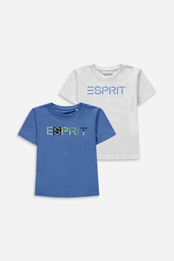 Set van 2 T-shirts met logoprint, LIGHT BLUE, detail image number 0