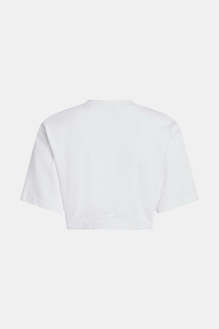 Cropped T-shirt met indigo print, WHITE, detail image number 5