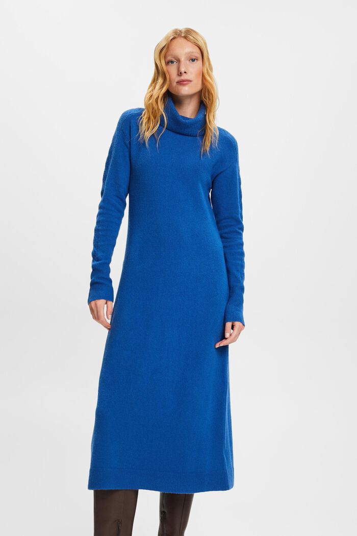Midi-jurk met turtleneck, BRIGHT BLUE, detail image number 2