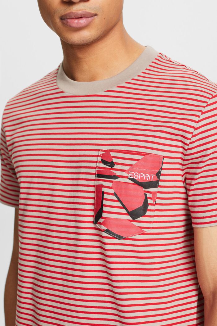 Gestreept T-shirt van katoen-jersey, DARK RED, detail image number 3