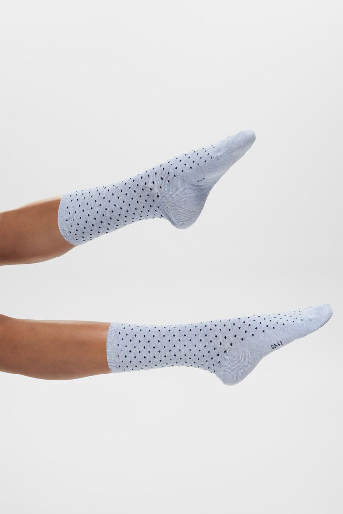 Set van 2 paar sokken met stippen, organic cotton, LIGHT BLUE/NAVY, detail image number 1