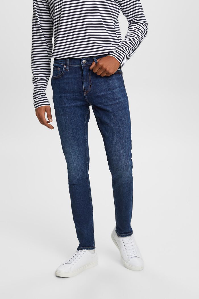 Skinny jeans, gerecycled stretchkatoen, BLUE DARK WASHED, detail image number 0