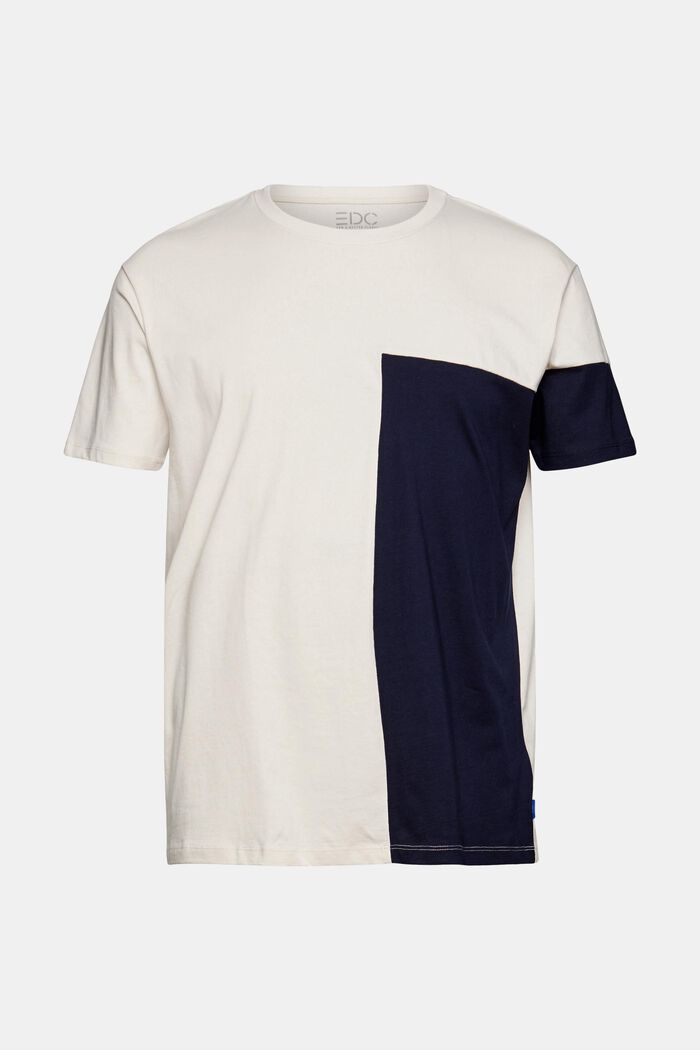 Tweekleurig jersey T-shirt, NAVY, overview