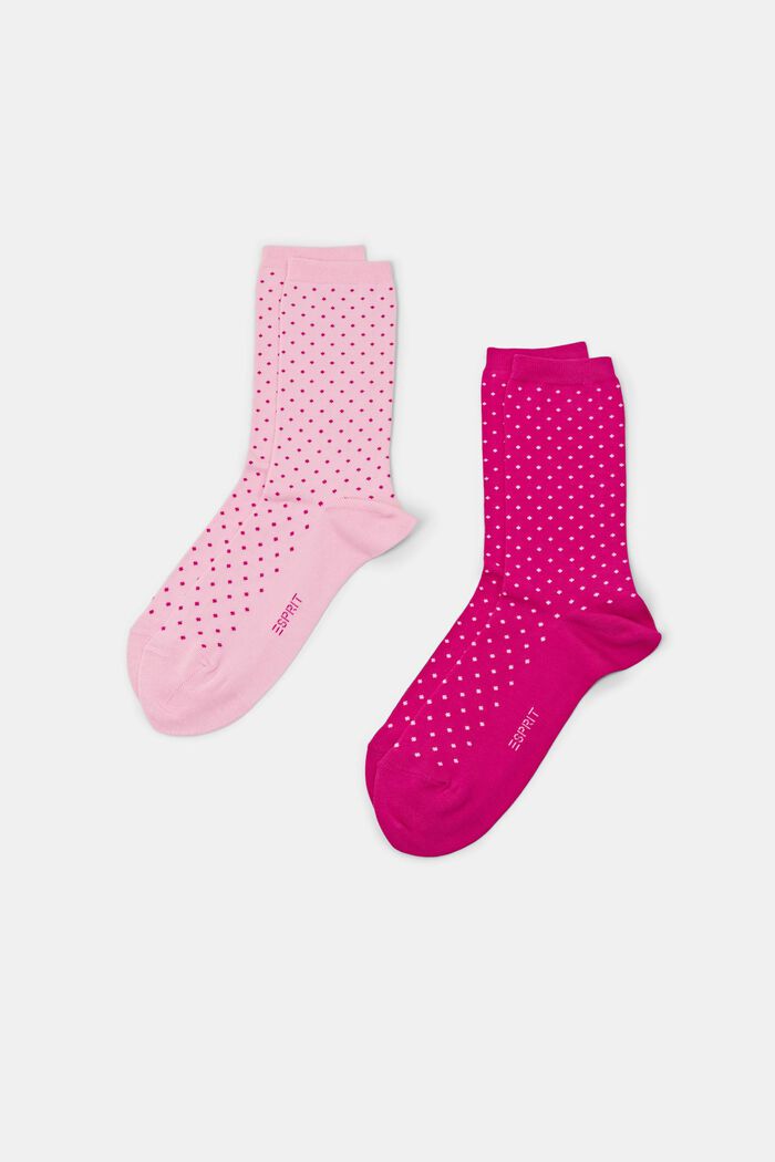 Set van 2 paar sokken met stippen, organic cotton, ROSE / PINK, detail image number 0