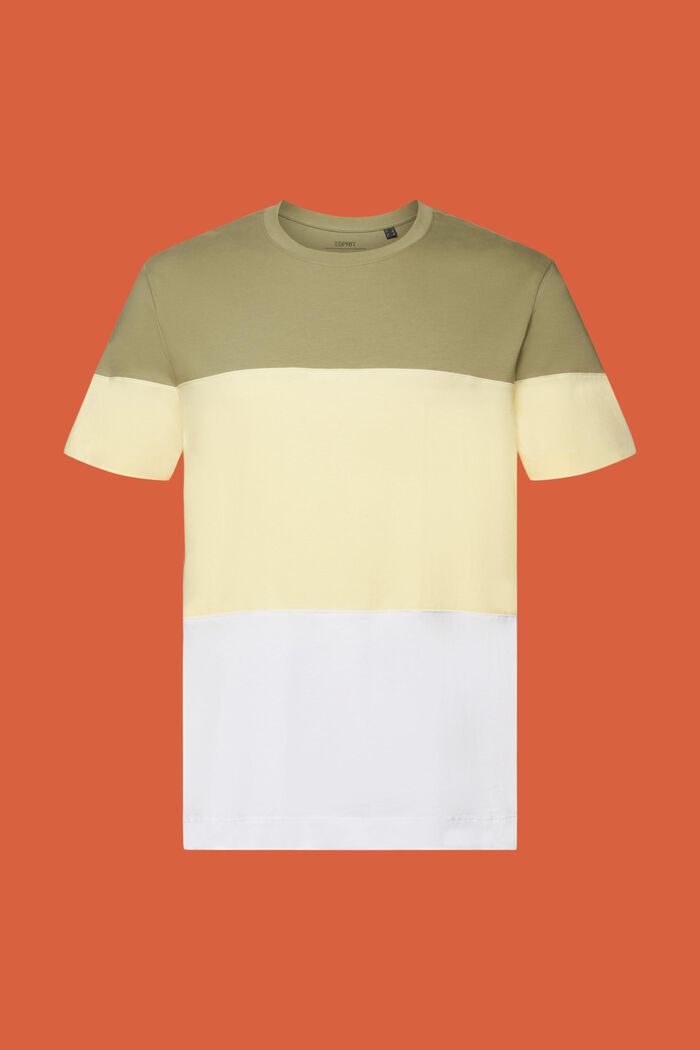 T-shirt met colour block, 100% katoen, LIGHT KHAKI, detail image number 5
