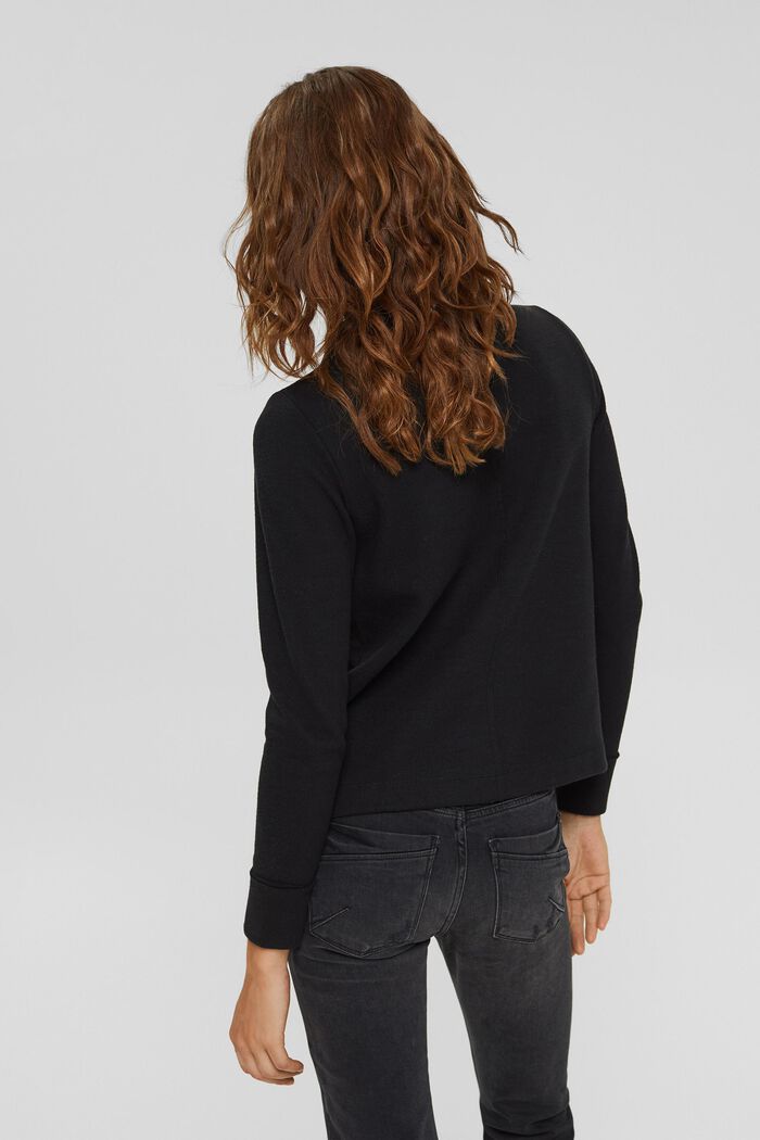 Sweatshirt met opstaande kraag, mix met biologisch katoen, BLACK, detail image number 3