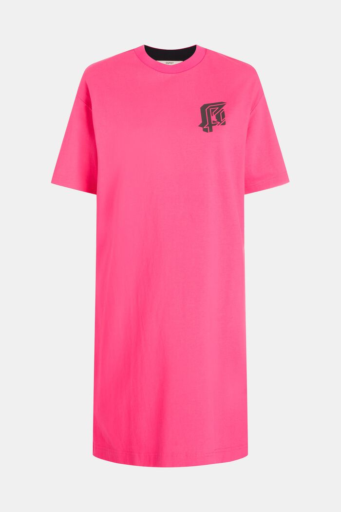 T-shirtjurk met zijsplit en logo, PINK, detail image number 4