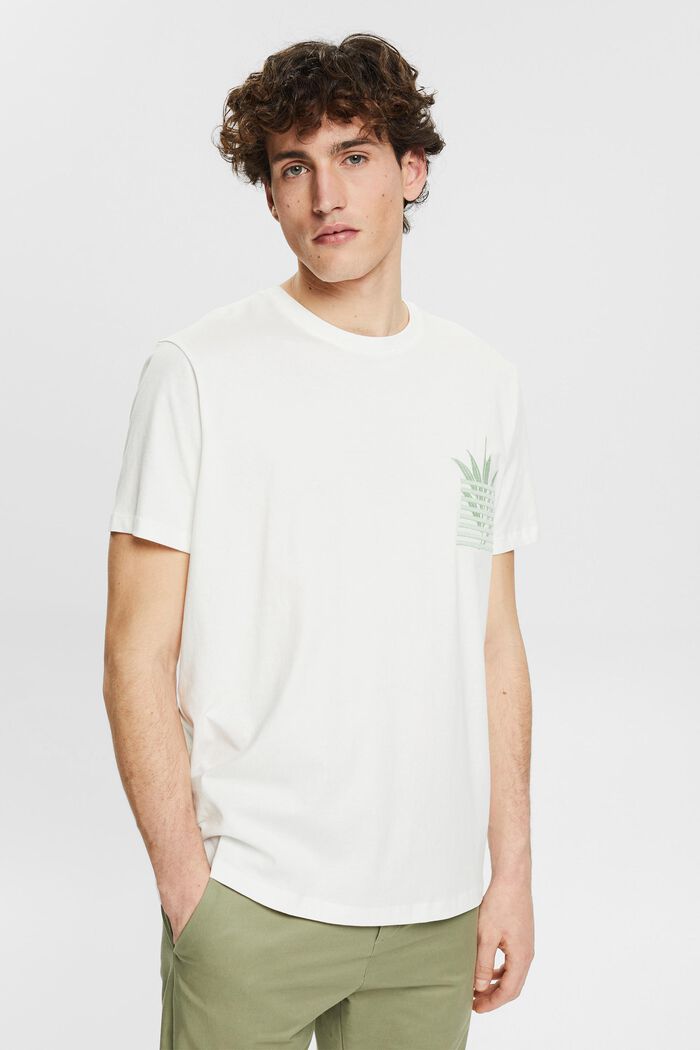 Jersey T-shirt met borduursel, OFF WHITE, detail image number 0