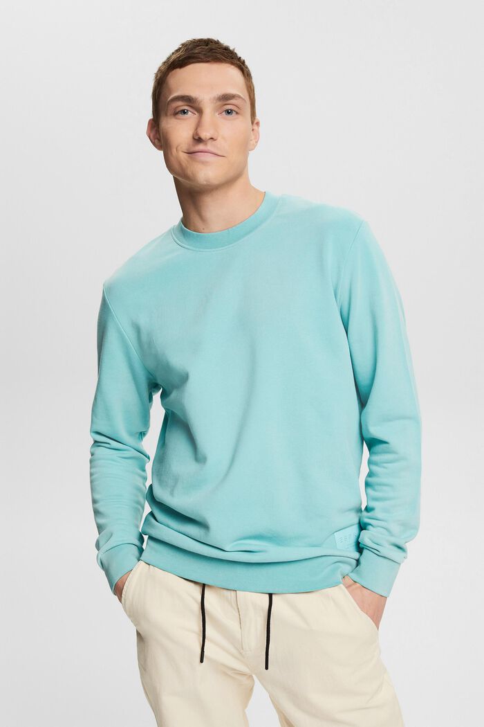 Gerecycled: sweatshirt met label, LIGHT TURQUOISE, detail image number 0
