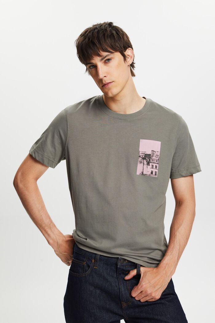 T-shirt met print op de voor- en achterkant, GUNMETAL, detail image number 0