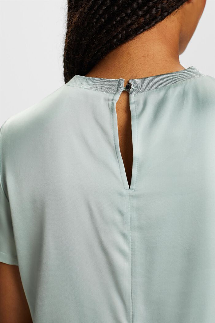 Satijnen blouse met korte mouwen, LIGHT AQUA GREEN, detail image number 2