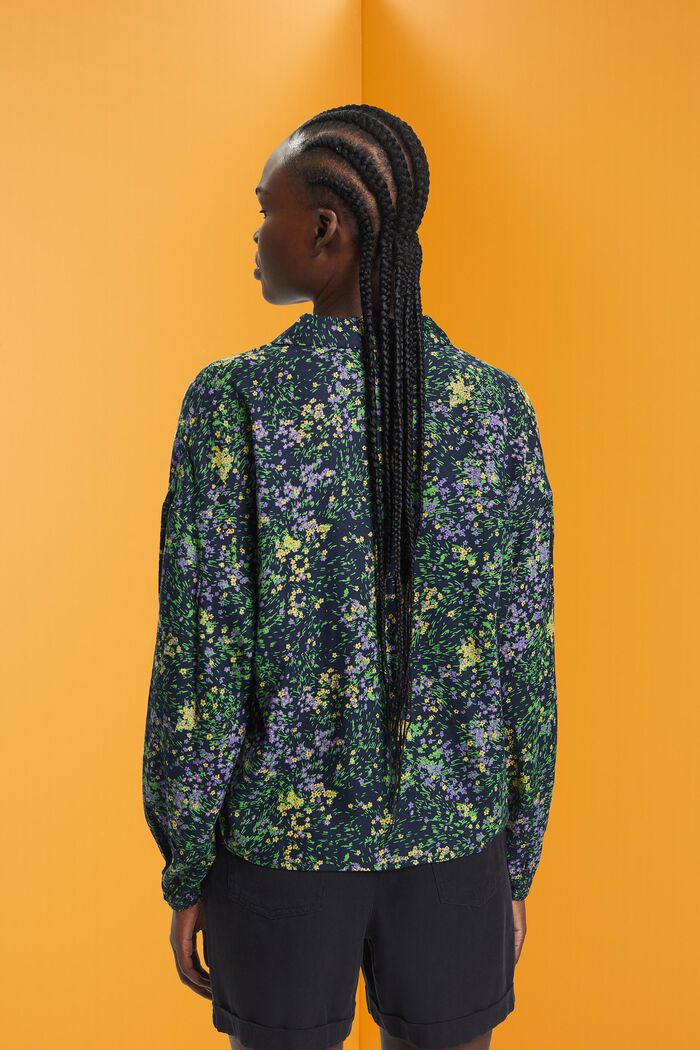Katoenen blouse met bloemenprint, NAVY, detail image number 3