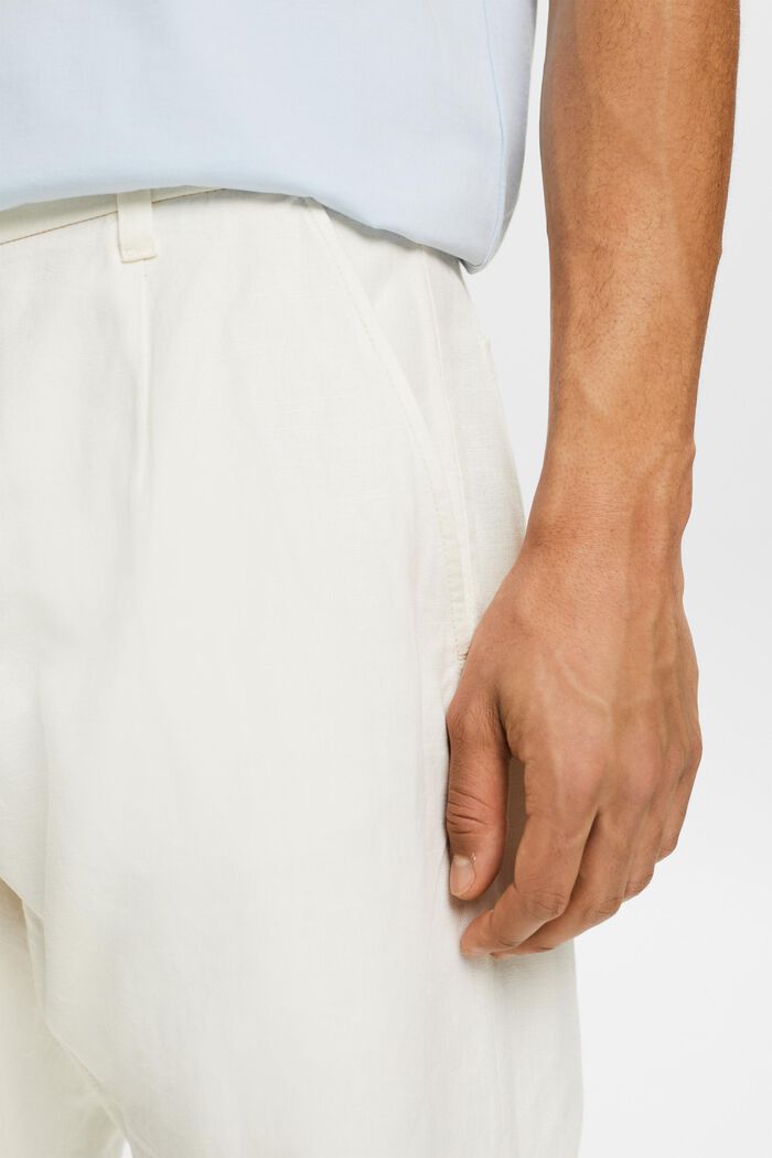Rechtlijnige broek van linnen en katoen, OFF WHITE, detail image number 4