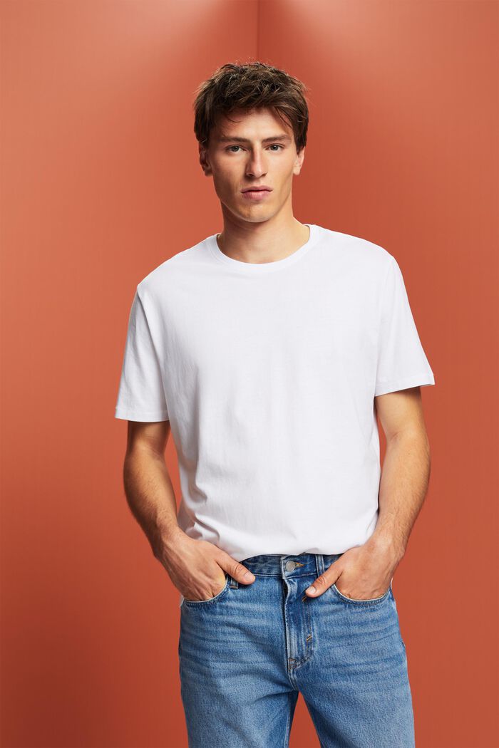 Jersey T-shirt met print op de achterkant, 100% katoen, WHITE, detail image number 0
