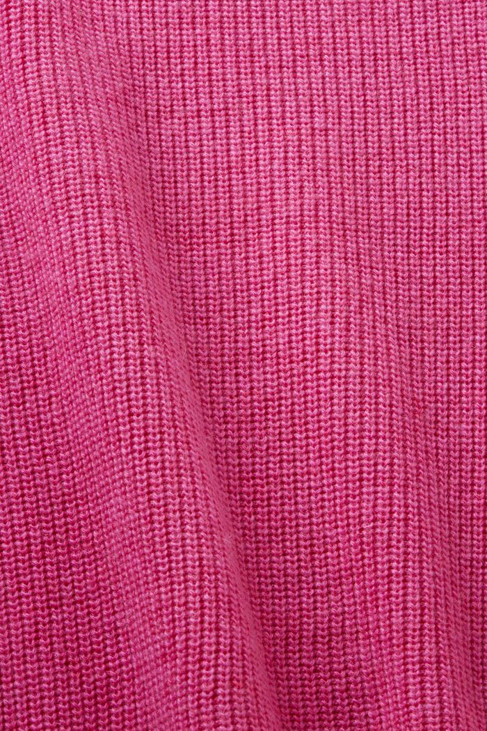 Ribgebreid, mouwloos vest van wolmix, PINK FUCHSIA, detail image number 5