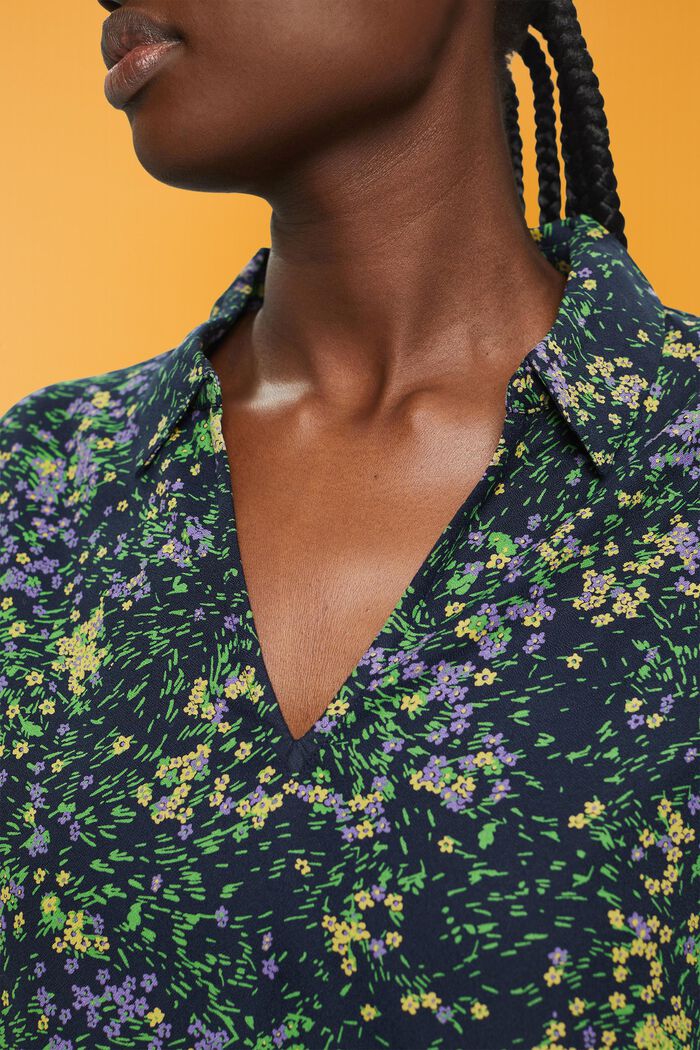 Katoenen blouse met bloemenprint, NAVY, detail image number 2