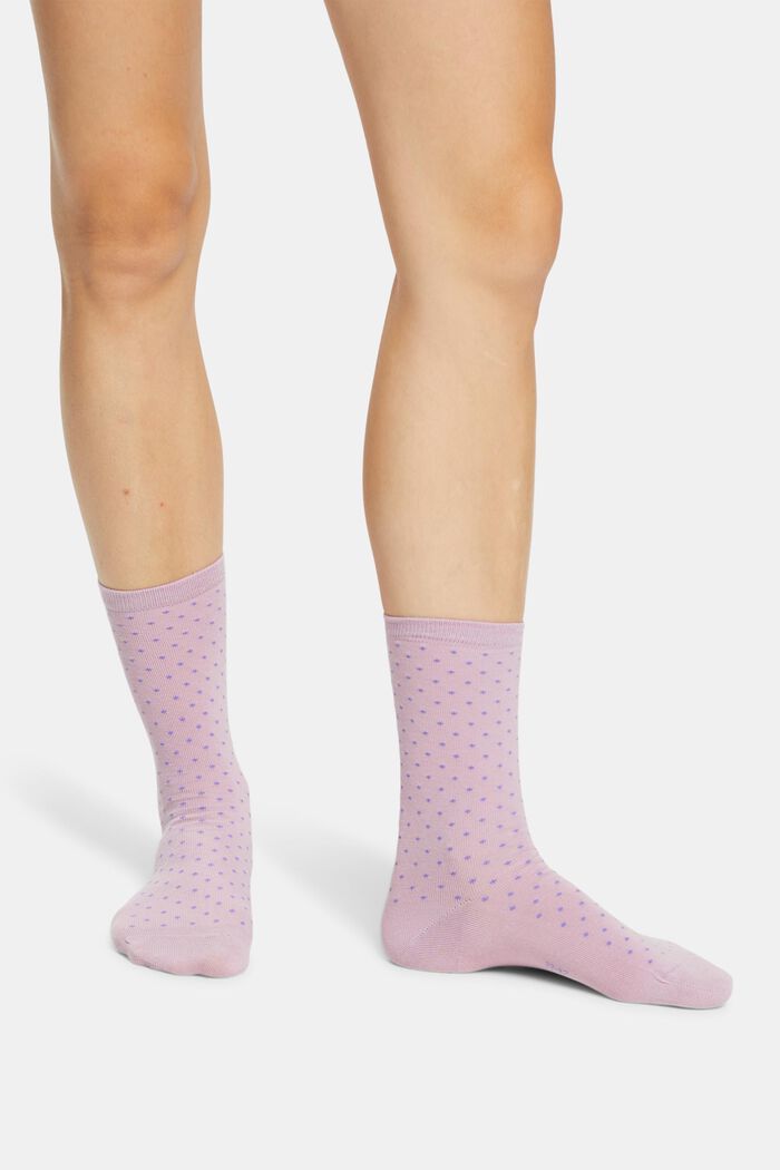 Set van 2 paar sokken met polkadots, MAUVE, detail image number 2