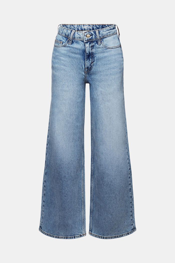 Retro jeans met wijde pijpen, BLUE BLEACHED, detail image number 6