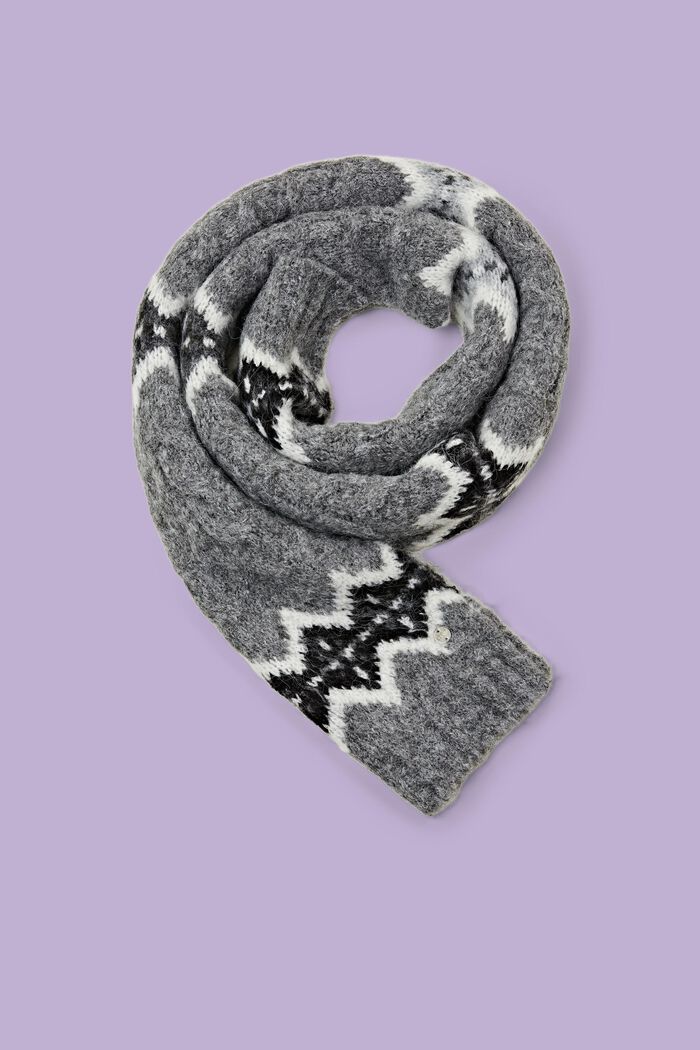 Fair Isle-gebreide sjaal, GREY, detail image number 0