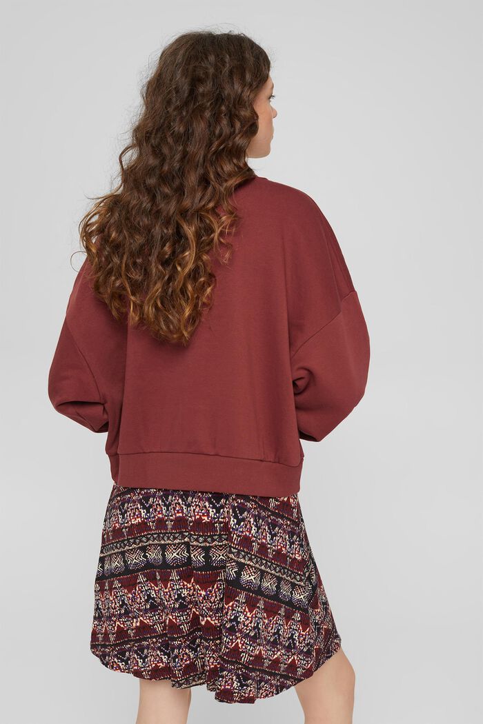 Mini-jurk van een materiaalmix met organic cotton, GARNET RED, detail image number 2