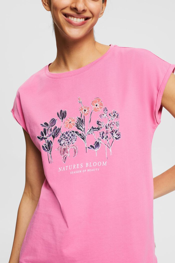 T-shirt met print, biologisch katoen, PINK, detail image number 2