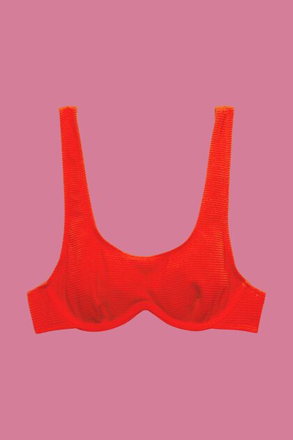 Bikinitop met elastische beugels en structuur, RED, overview