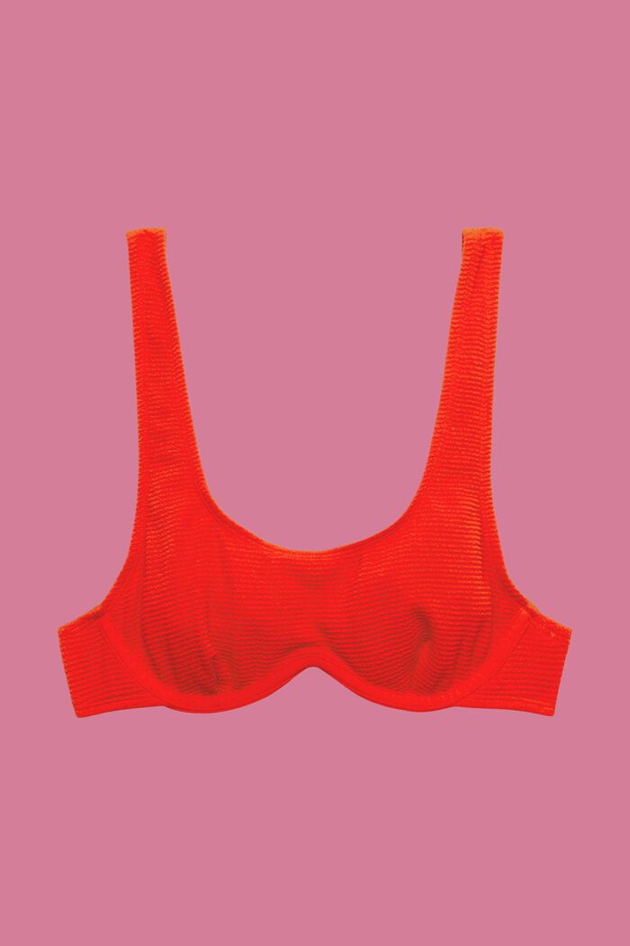 Bikinitop met elastische beugels en structuur, RED, detail image number 4