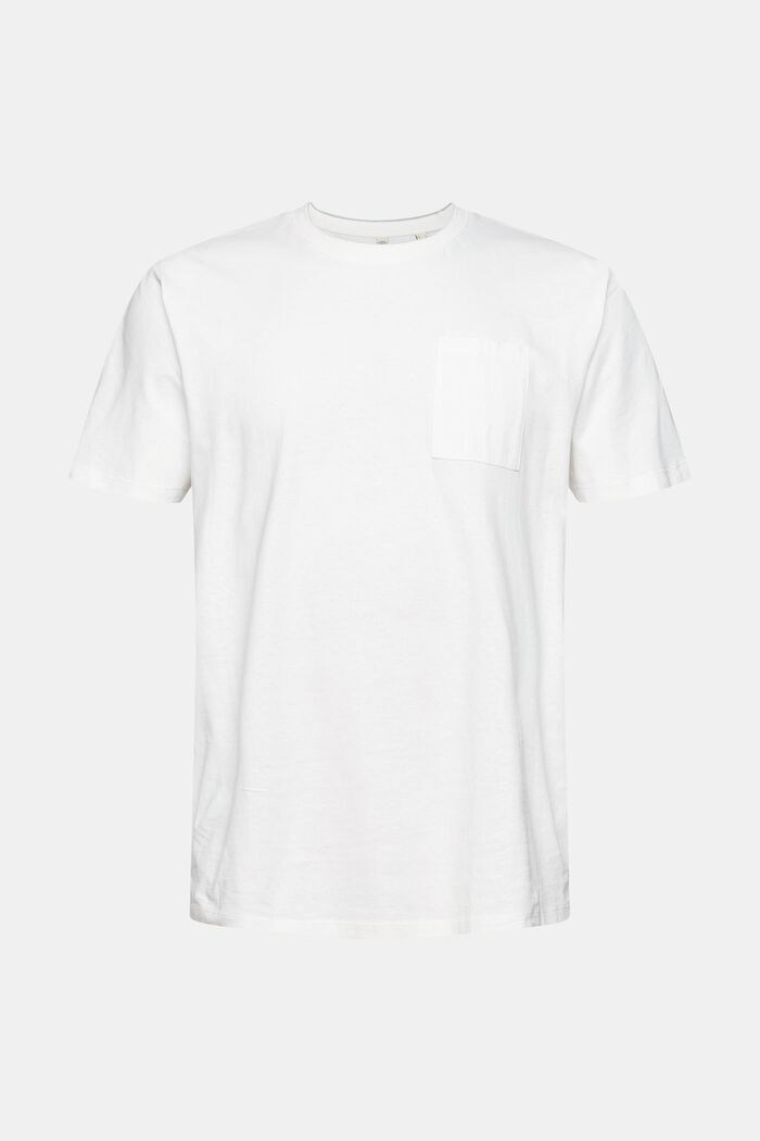 Met linnen: jersey T-shirt met borstzak, OFF WHITE, overview
