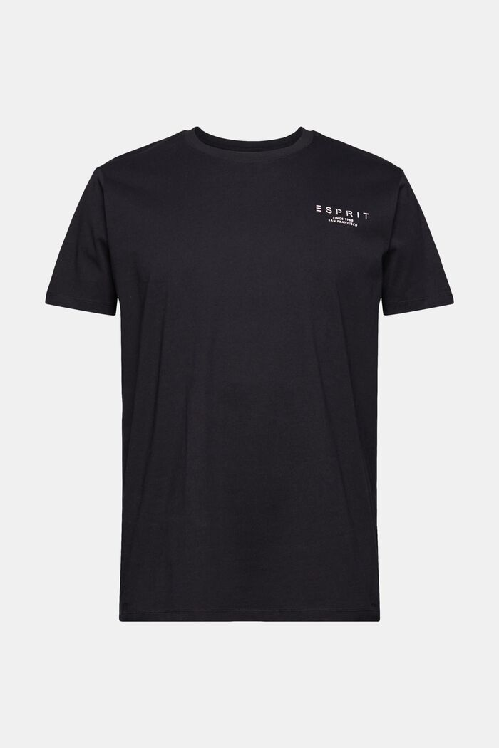 Jersey T-shirt met logoprint, BLACK, overview