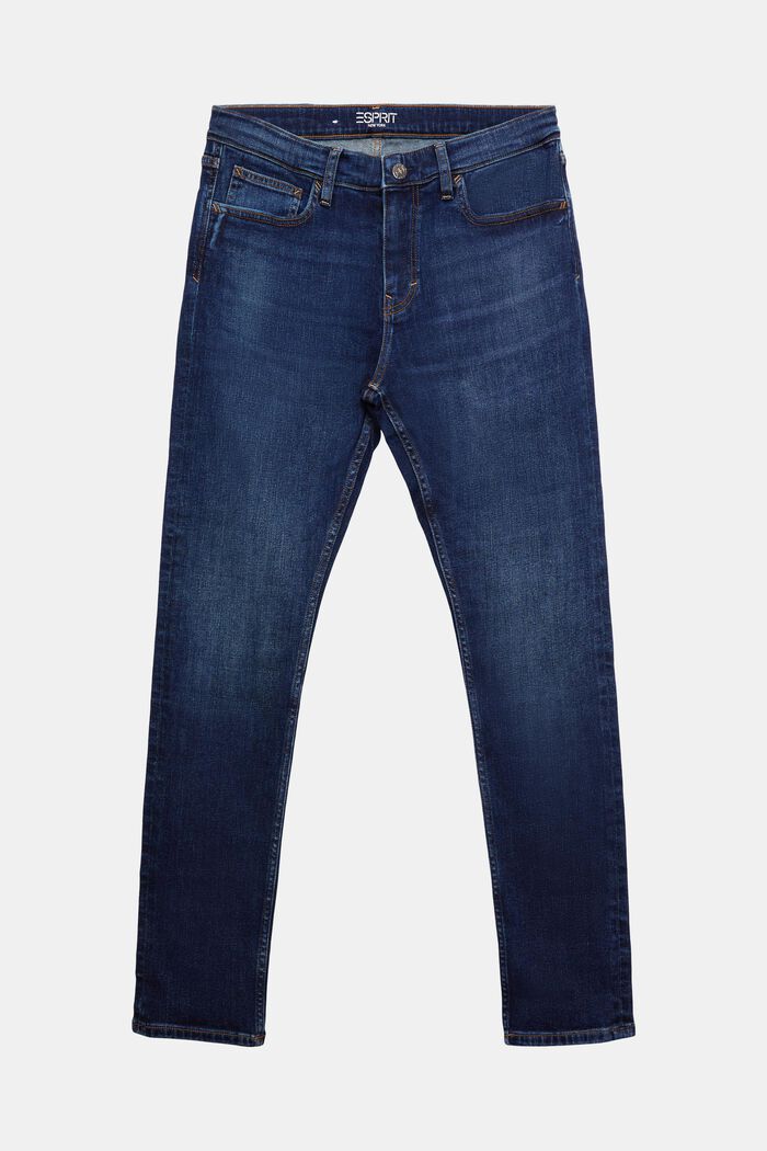 Skinny jeans, gerecycled stretchkatoen, BLUE DARK WASHED, detail image number 7