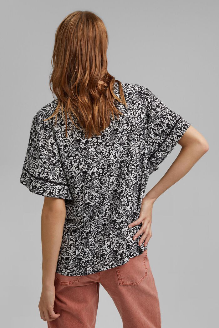 Gedessineerde blousetop van LENZING™ ECOVERO™, BLACK, detail image number 3
