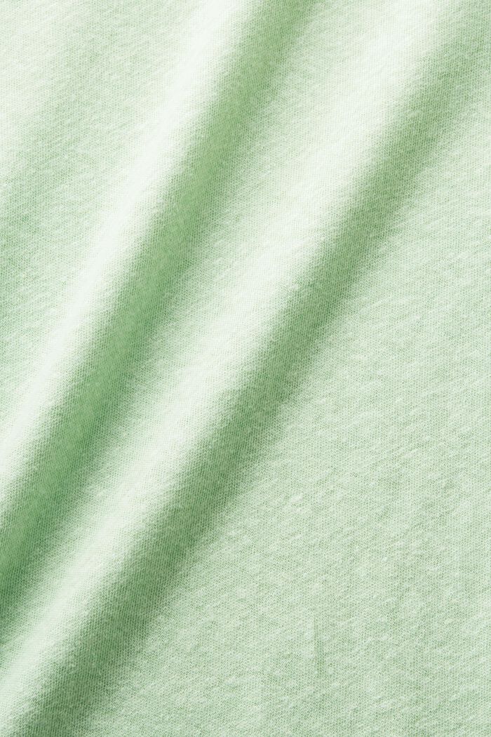 T-shirt van katoen en linnen, LIGHT GREEN, detail image number 6