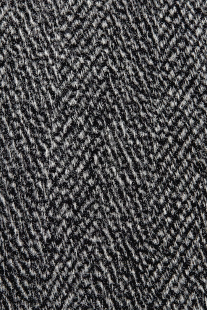 Mantel van wolmix met visgraat, BLACK, detail image number 5