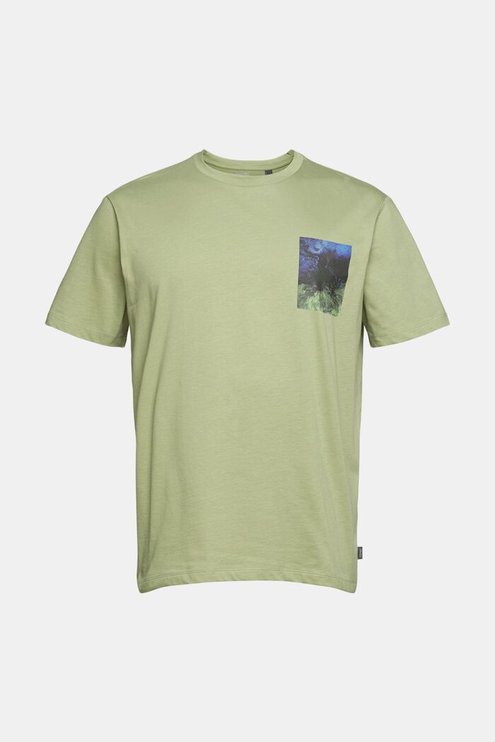 Jersey T-shirt met print, 100% biologisch katoen, LIGHT KHAKI, detail image number 7