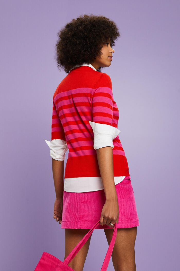 Gestreept sweatshirt met ronde hals, RED, detail image number 4