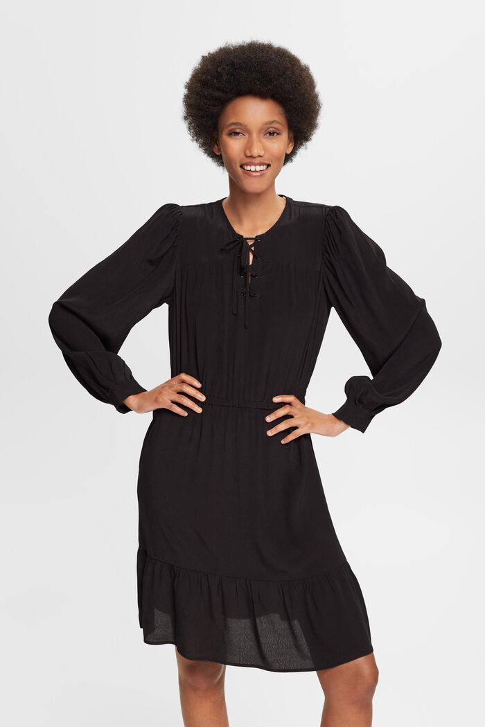 Mini-jurk met strikdetail, BLACK, detail image number 0