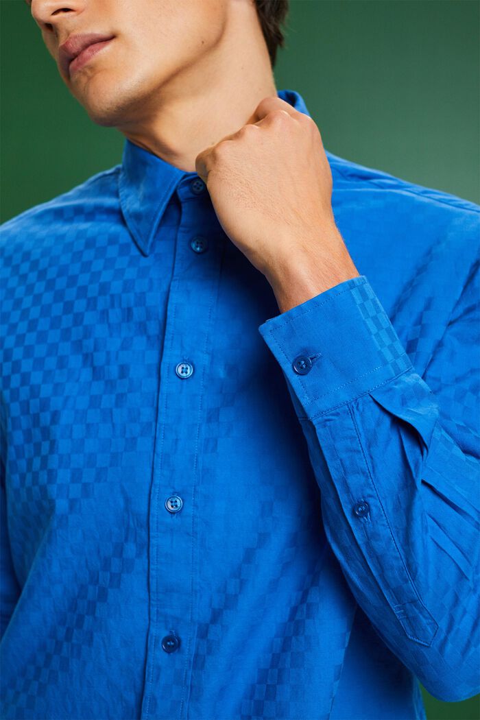 Overhemd van jacquardkatoen, BRIGHT BLUE, detail image number 2