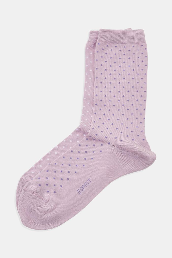 Set van 2 paar sokken met polkadots, MAUVE, detail image number 0