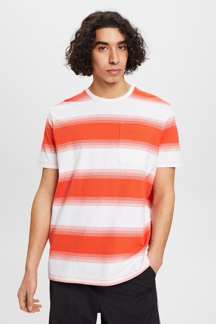 Gestreept T-shirt van katoen-piqué, ORANGE RED, detail image number 0