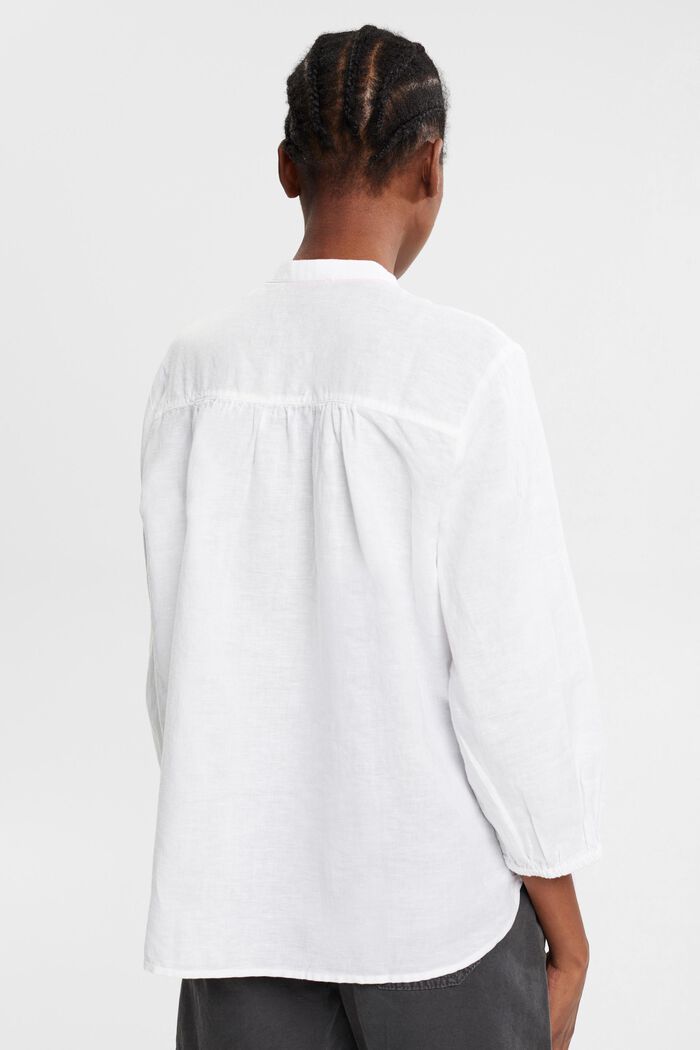 Wijde blouse van een linnenmix, WHITE, detail image number 3