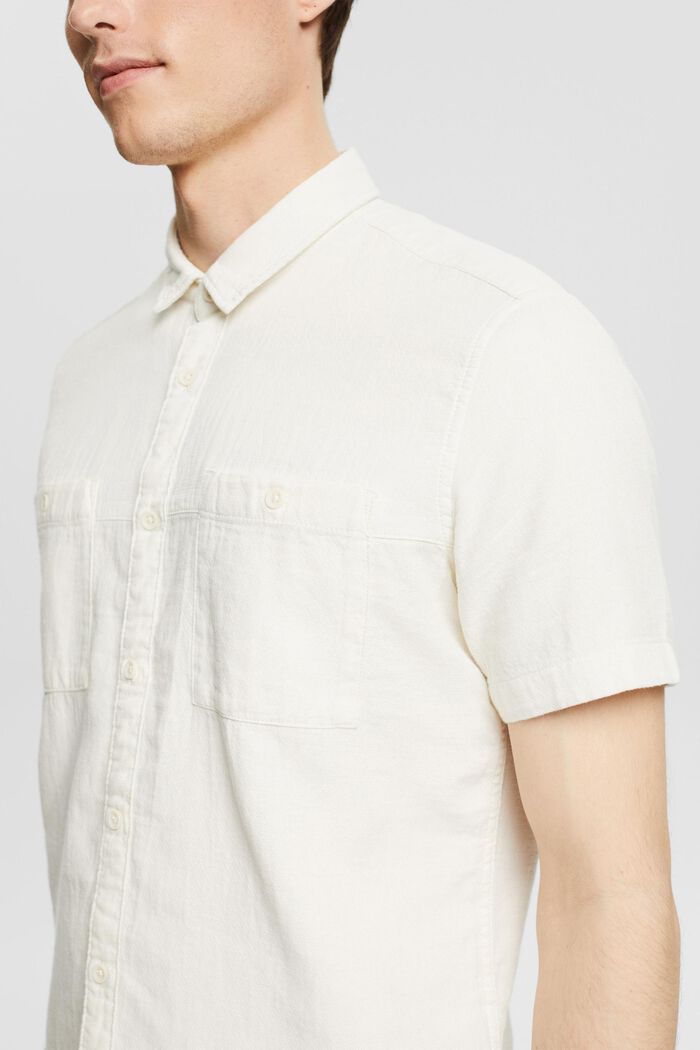 Overhemd met korte mouwen van een materiaalmix, OFF WHITE, detail image number 2